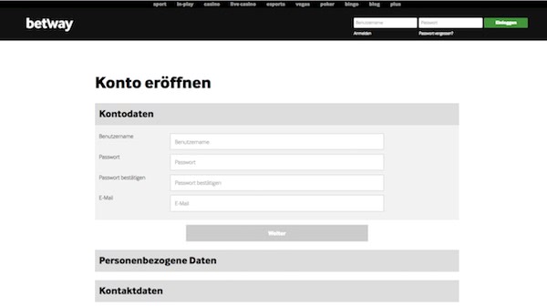 Betway Registierung