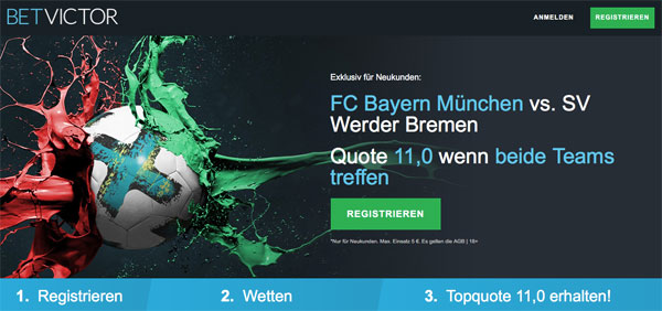 BetVictor Quotenboost Tore Bayern Werder Bundesliga