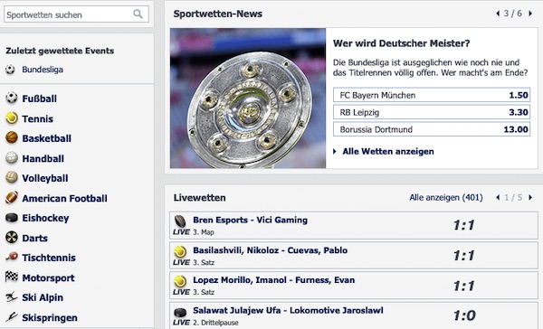 Bet at home Sportwetten Angebot