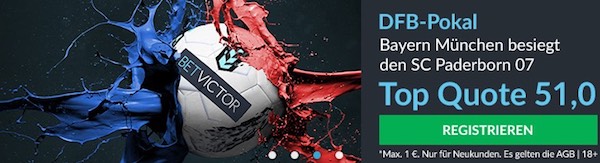 BetVictor: Bayern besiegt Paderborn im Pokal