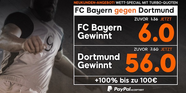 Quotenboost zu Bayern-BVB bei 888sport