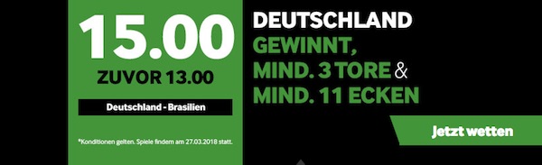 Betway mit Boost zu DFB-Team vs. Brasilien