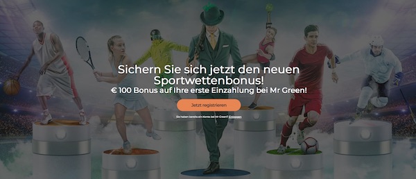 Mr Green 100 Euro Bonus für Neukunden