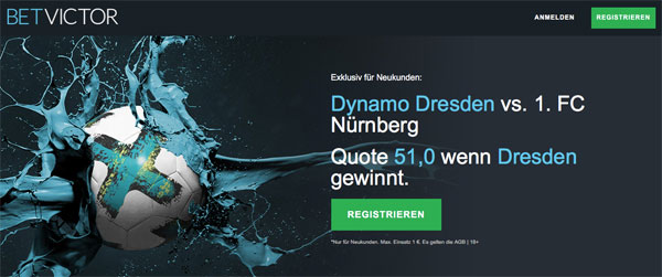 BetVictor Quotenboost bei Dresden gegen Nuernberg