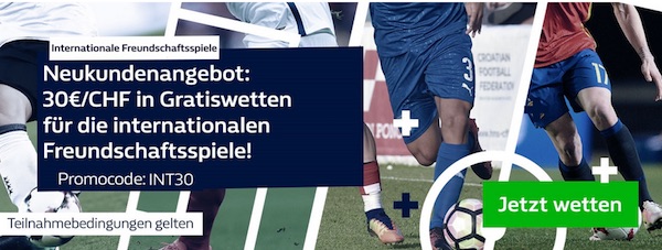 William Hill Neukundenaktion zu Freundschaftsspieln