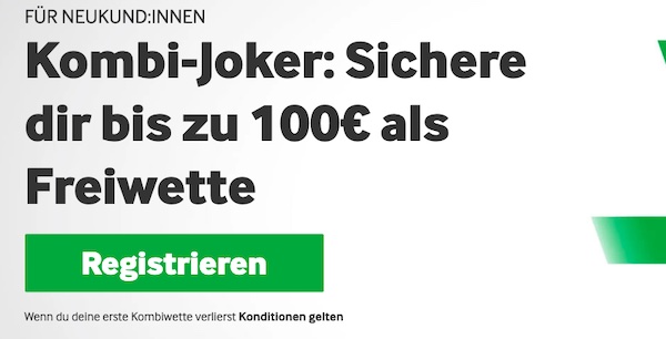 100€ risikolose Kombi wartet auf Betway Neukunden