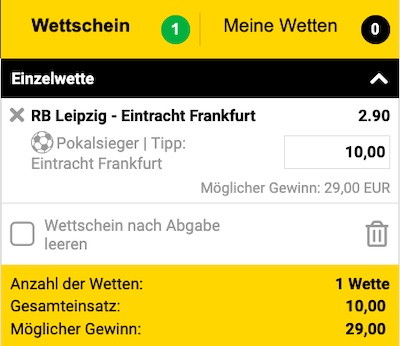 Frankfurt gewinnt den DFB-Pokal bei Interwetten