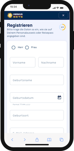 Die Registrierung bei Merkur Bets