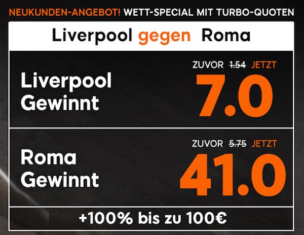 888sport Quotenboost für Liverpool vs Roma