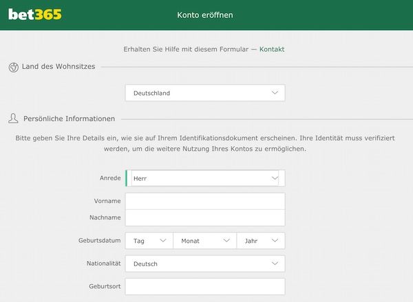 Konto eröffnen bei bet365