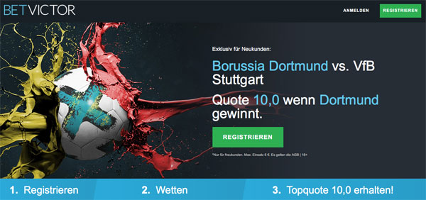 BetVictor Quotenboost Dortmund gegen Stuttgart