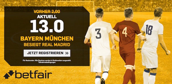 Topquote auf Bayern-Sieg vs. Real bei Betfair