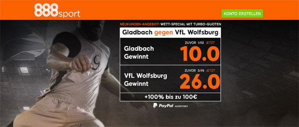 Quotenboost Gladbach Wolfsburg 888Sport
