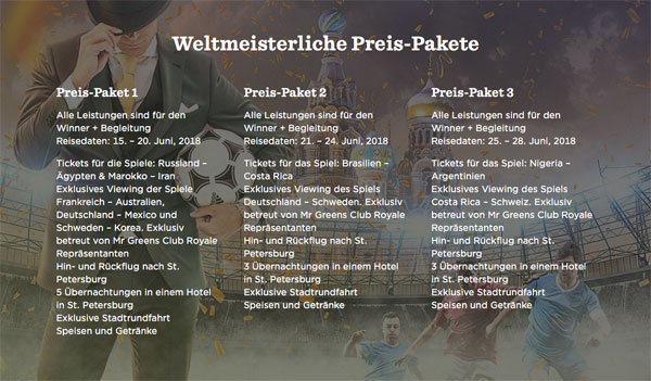 Mr. Green Reise zur WM nach Russland