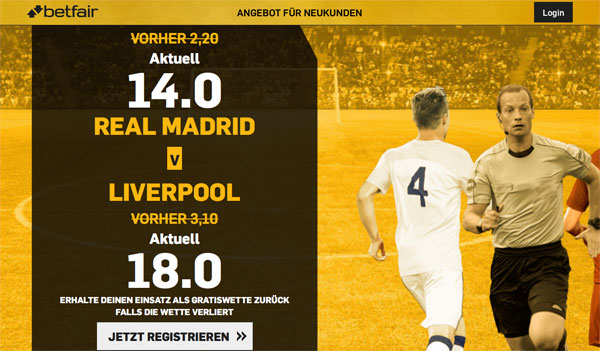 Betfair Quotenboost Real gegen Liverpool