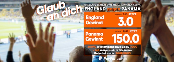 888sport mit Top Quoten zu England vs. Panama