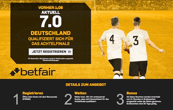 WM: Betfair Topquote auf das DFB-Team