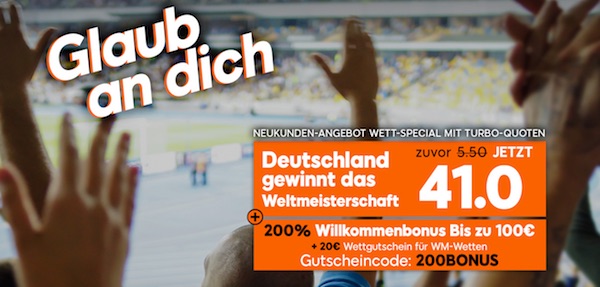 888sport: Quote 41.0 auf Deutschland wird Weltmeister