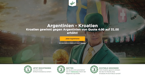 Mr. Green Quotenboost zur Argentinien vs. Kroatien