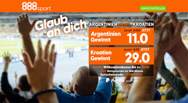 Quotenboost Argentinien Kroatien 888sport