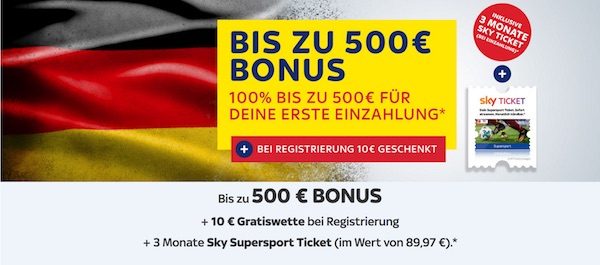 SkyBet 500€ Willkommensangebot zur WM