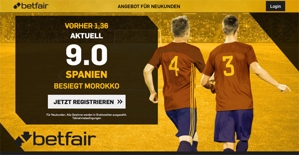 Spanien Marokko Quotenboost Betfair Neukunden
