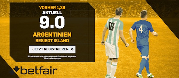 Betfair Quote 9.0 auf Argentinien besiegt Island