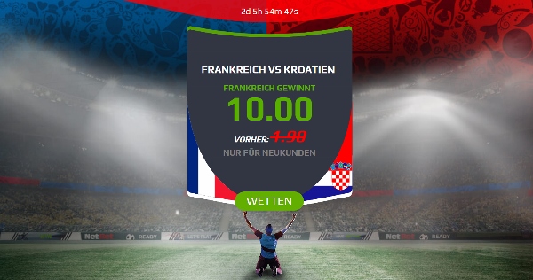 NetBet: Quote 10.0 auf Frankreich gewinnt WM-Finale