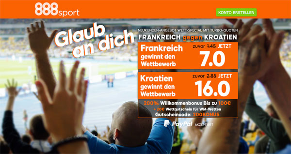 Quotenboost Frankreich Kroatien WM WEtte