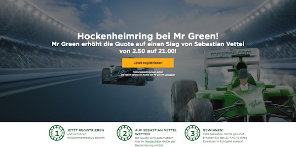 Mr. Green: 21er-Quote auf Vettel in Hockenheim