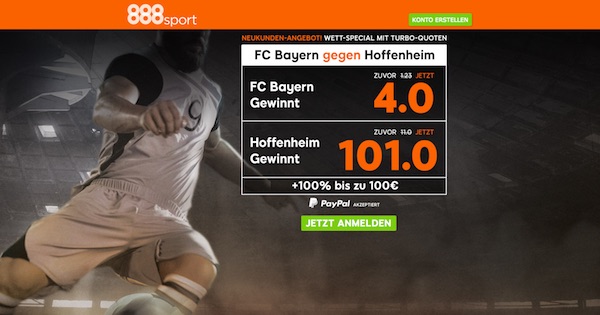 888sport: Top Quoten zu Bayern-TSG