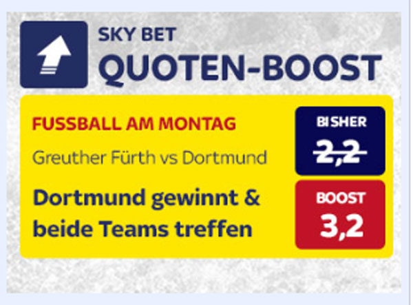 Quotenboost Wette SkyBet Gelber Banner