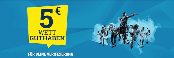 sportwetten.de belohnt Verifizierung des Kundenkontos mit 5 Euro Wettguthaben