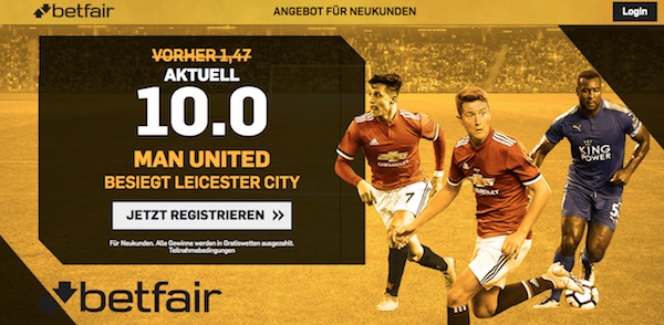 Betfair Quote 10.0 auf ManUtd schlägt Leicester City