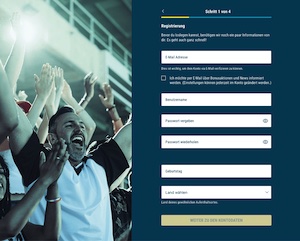 Registrierungsformular bei sportwetten.de