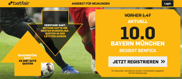 Betfair Quotenboost Bayern Sieg
