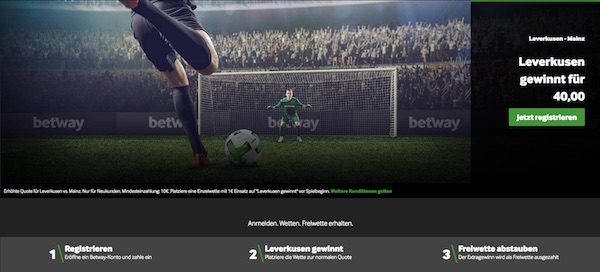 Tolle Betway Quote auf Leverkusen besiegt Mainz