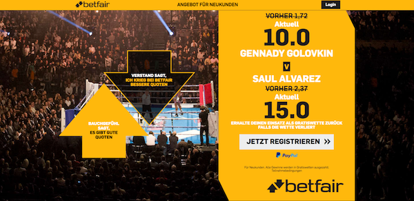 Golovkin-Alvarez: Betfair Quotenboost zum Box-Fight