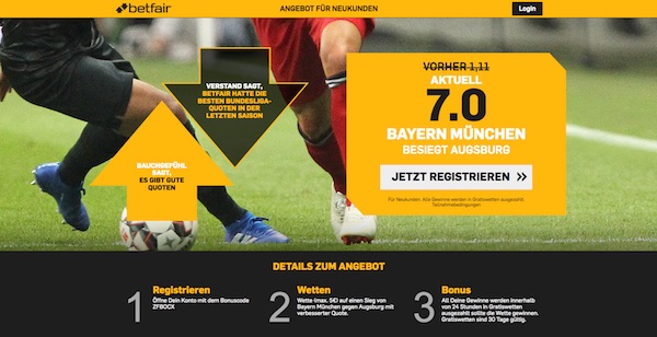 Super Quote zu Bayern-Augsburg bei Betfair