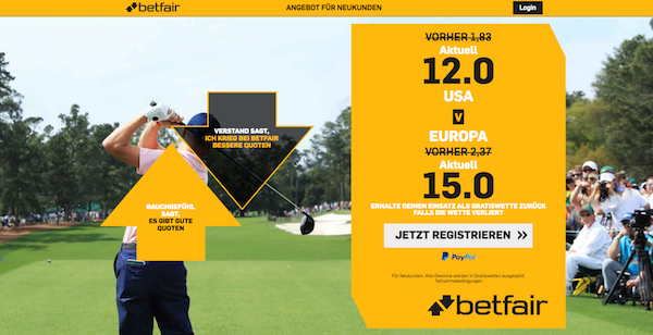 Betfair Quotenboost zum Ryder Cup