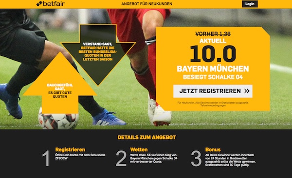 S04 vs. Bayern - 10.0 auf Bayern bei Betfair