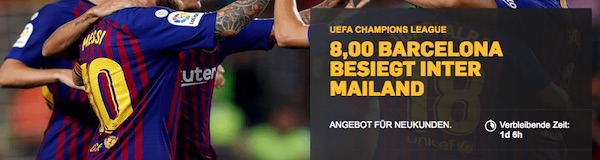 Betfair: Mit Quote 8.0 auf Barca besiegt Inter wetten
