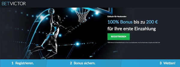 Alternative BetVictor Promo: Bis zu 200€ in Gratiswetten für Basketball