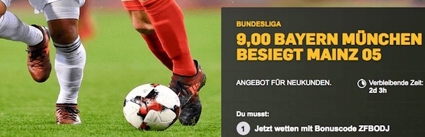 9er-Quote auf FCB gewinnt in Mainz bei Betfair