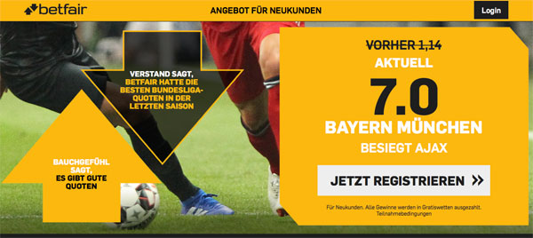 Betfair Quotenboost Wette Bayern