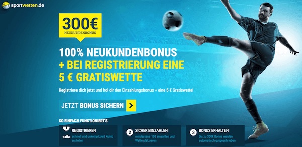 Exklusives 300€ Angebot von sportwetten.de