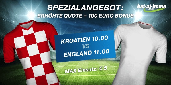 Kroatien vs England: Bet-at-home erhöht die Quoten