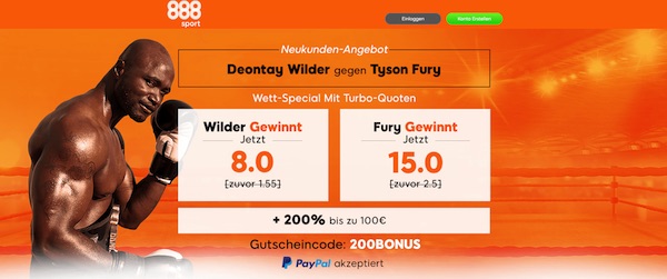 Wilder-Fury: Mega Quoten bei 888sport