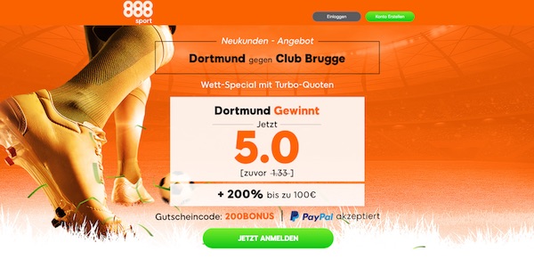 888sport Top Quote zu Dortmund-Brügge