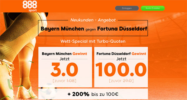 Wette Bayern gegen Fortuna Bundesliga 888sport